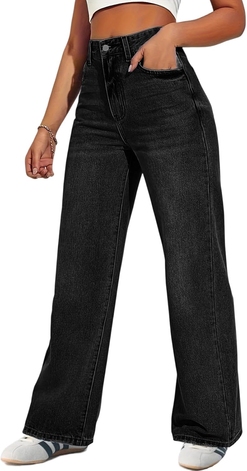 Woman Wide Leg Jeans High Waisted Baggy Jeans Trendy B-light Blue
