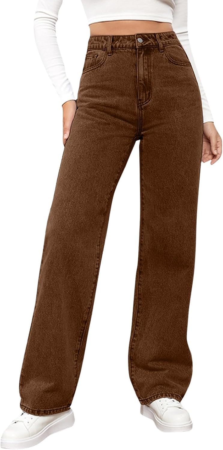 Woman Wide Leg Jeans High Waisted Baggy Jeans Trendy B-light Blue