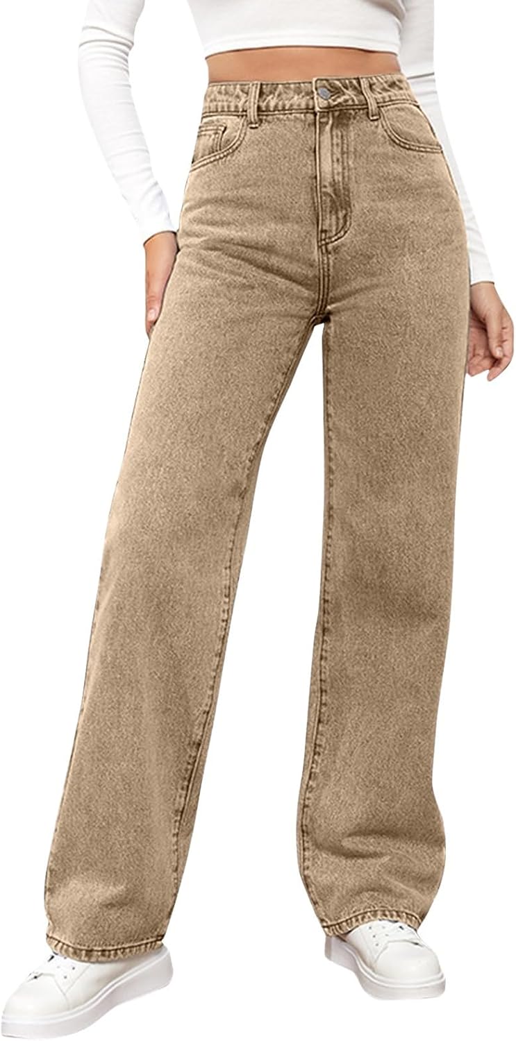 Woman Wide Leg Jeans High Waisted Baggy Jeans Trendy B-light Blue