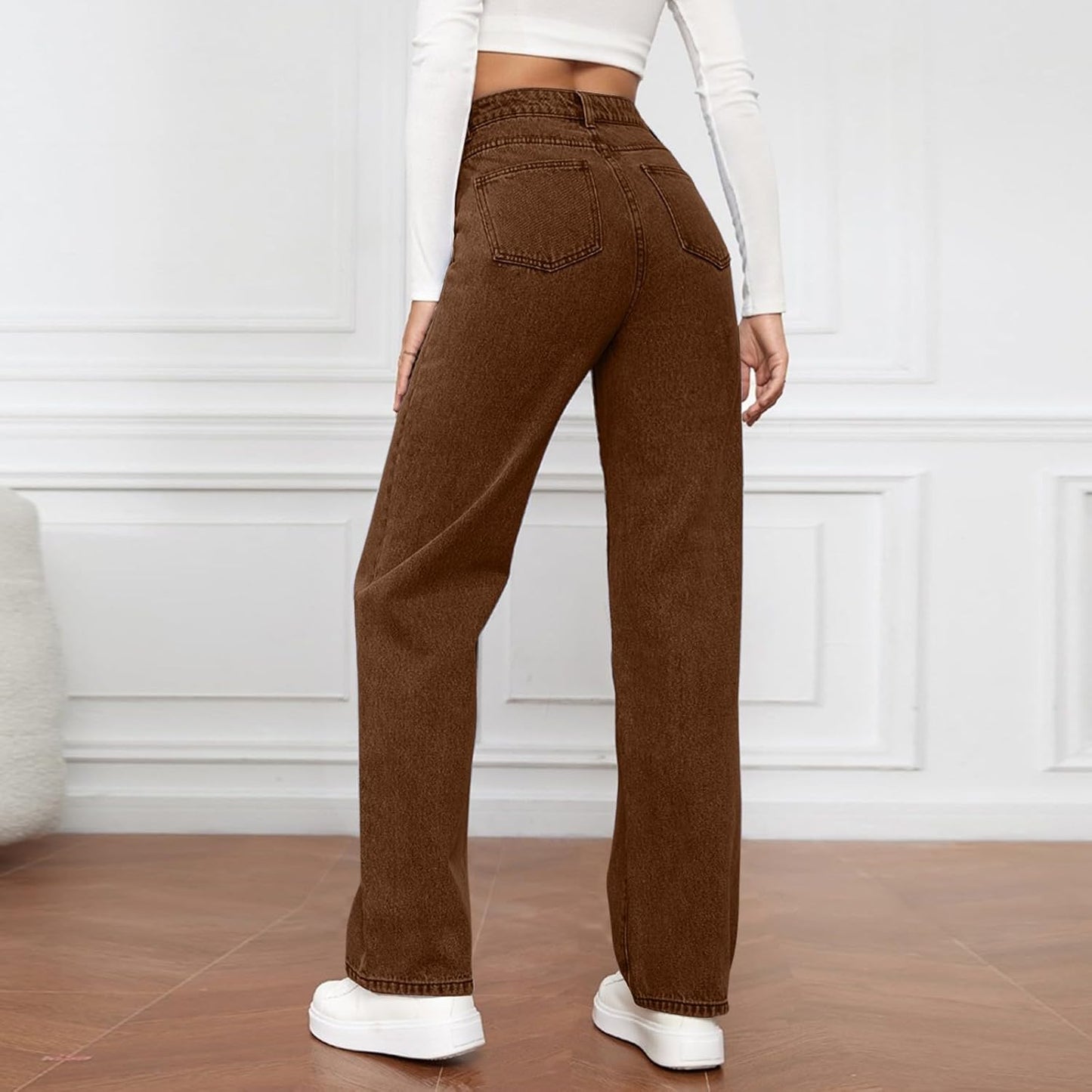 Woman Wide Leg Jeans High Waisted Baggy Jeans Trendy B-light Blue