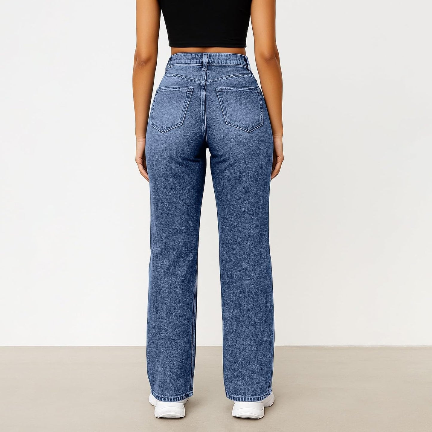 Woman Wide Leg Jeans High Waisted Baggy Jeans Trendy B-light Blue