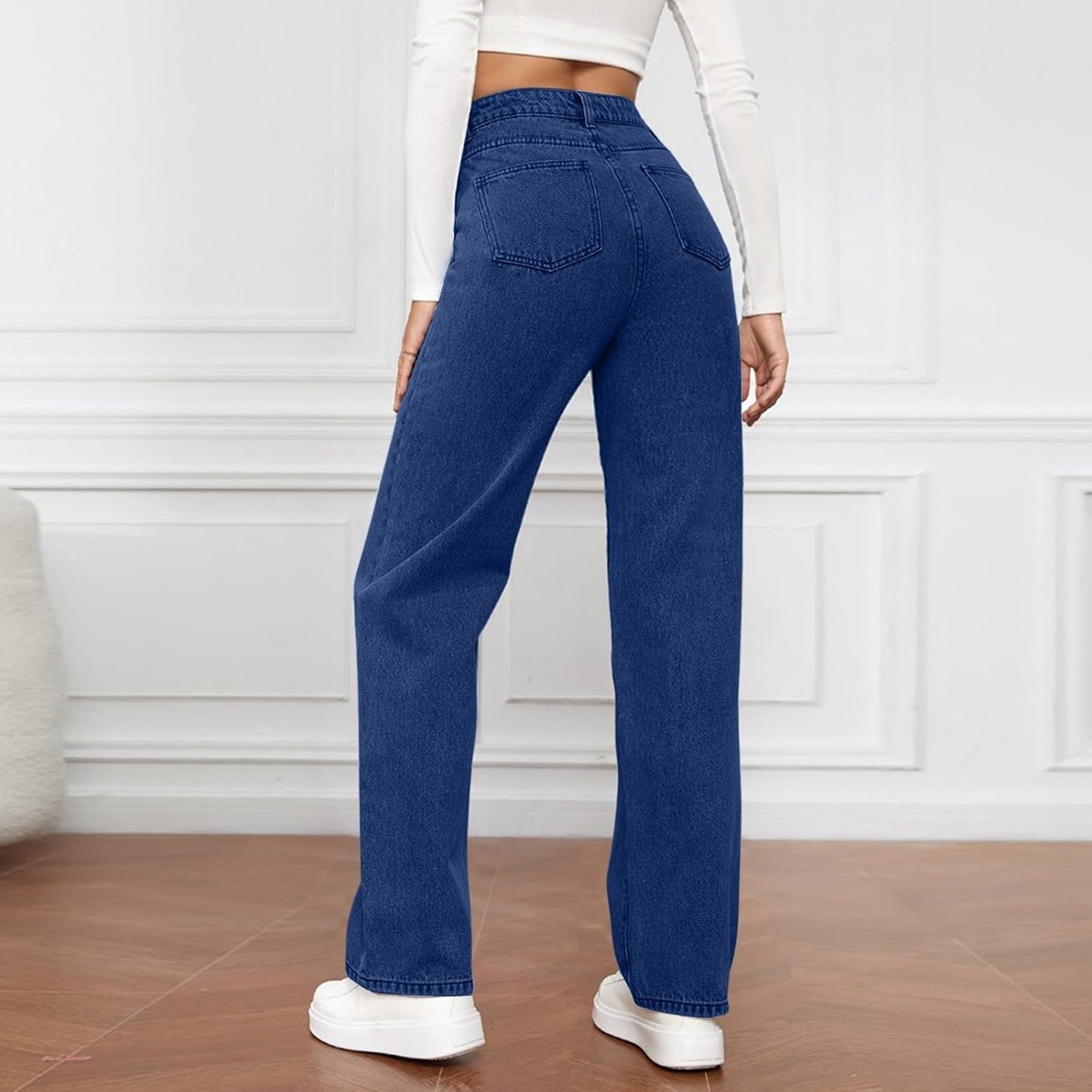 Woman Wide Leg Jeans High Waisted Baggy Jeans Trendy B-light Blue