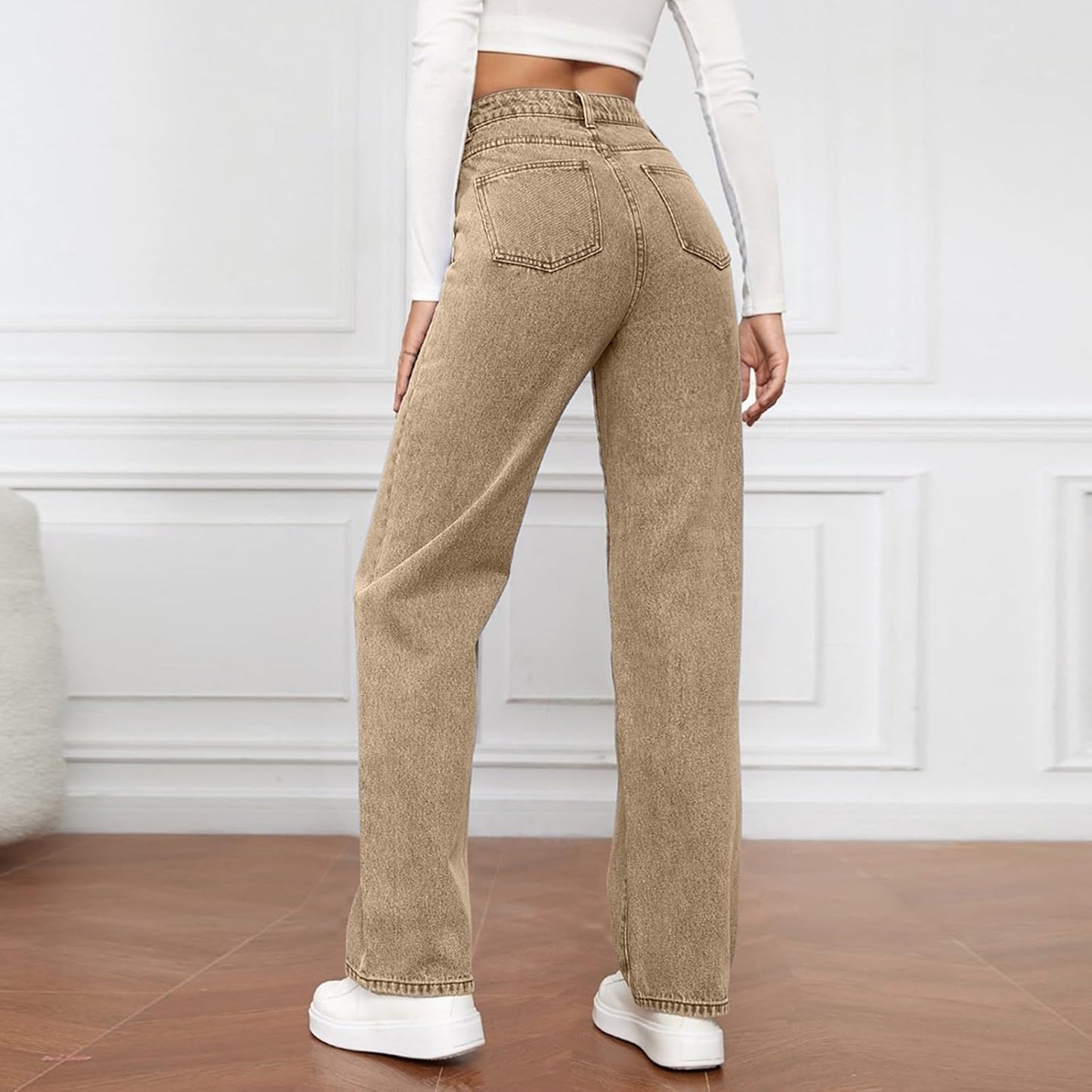 Woman Wide Leg Jeans High Waisted Baggy Jeans Trendy B-light Blue