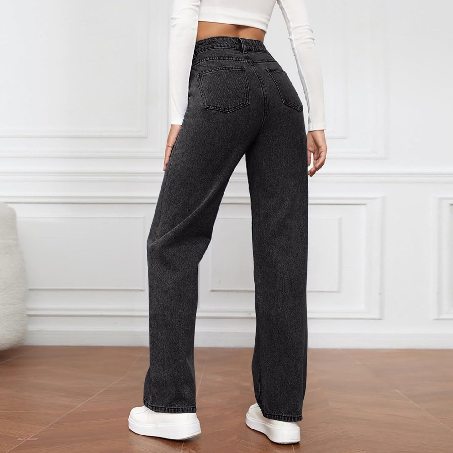 Woman Wide Leg Jeans High Waisted Baggy Jeans Trendy B-light Blue