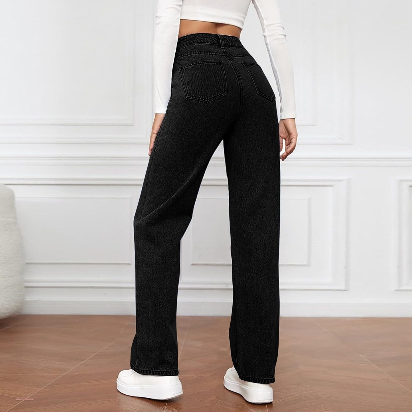 Woman Wide Leg Jeans High Waisted Baggy Jeans Trendy B-light Blue