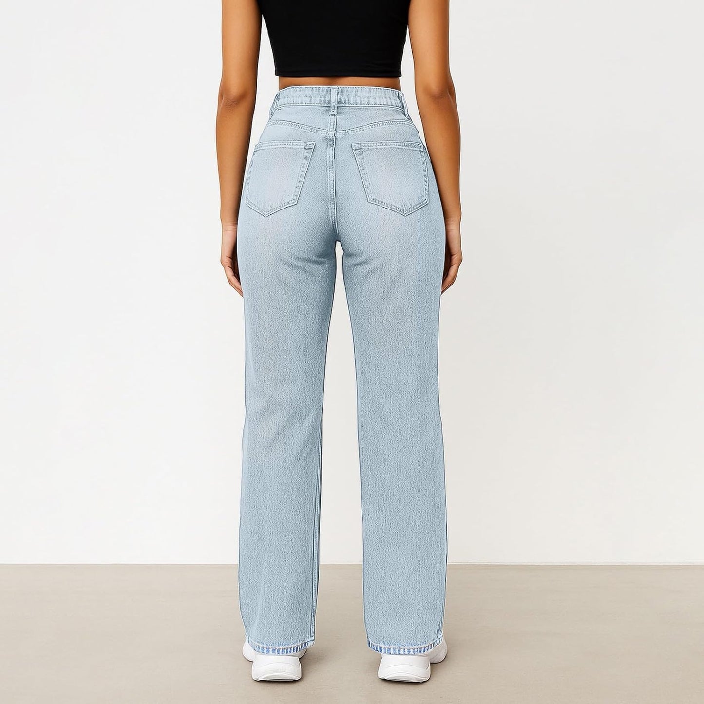 Woman Wide Leg Jeans High Waisted Baggy Jeans Trendy B-light Blue